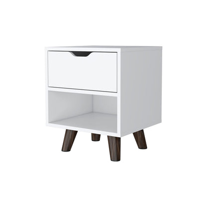 19" White One Drawer Faux Wood Nightstand by SataTrade-U.S LLC