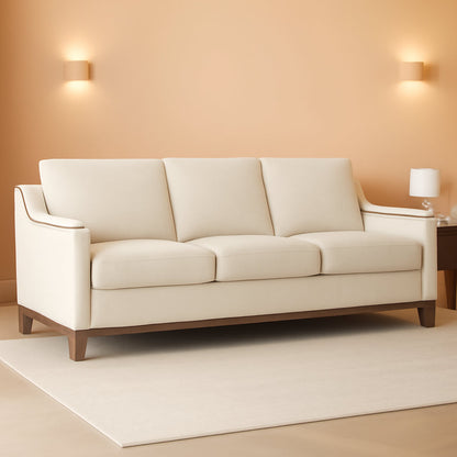 Beige ThreeSeater Upholstered Sofa With Nailhead Trim by ShipItFurniture