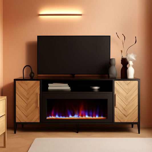 68 Inch TV Stand With 36 Inch Electric Fireplace Heater by ShipItFurniture