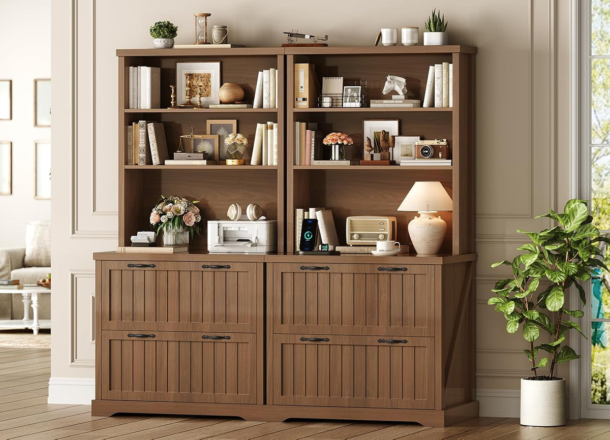 Brown Farmhouse Two Drawer Filing Cabinet Organizer by ShipItFurniture