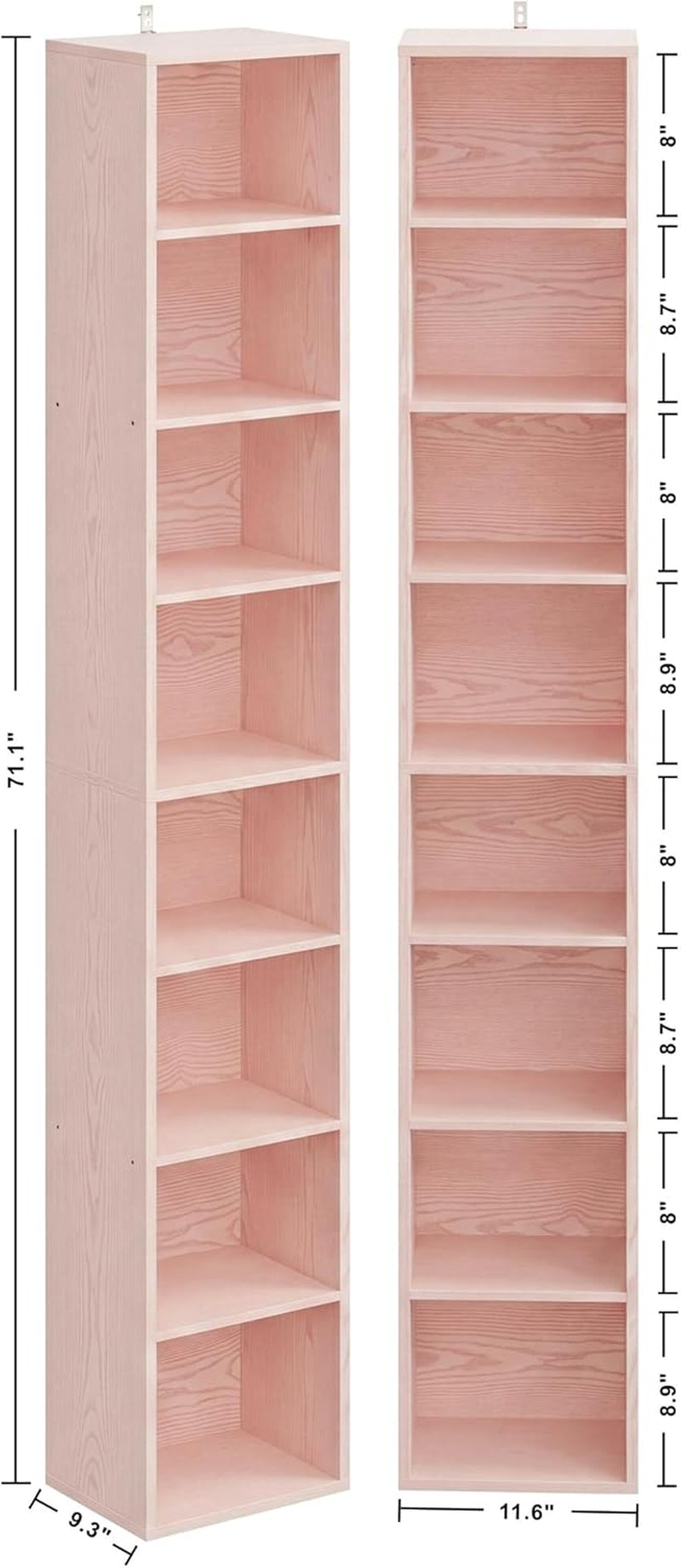 Tall Narrow Floor standing Bookshelf With Eight Shelves by ShipItFurniture