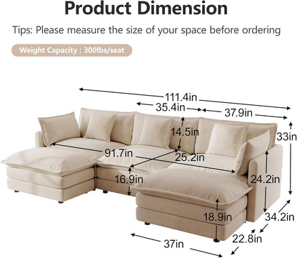 Modular Sectional Sofa Light Coffee Deluxe Configuration by ShipItFurniture
