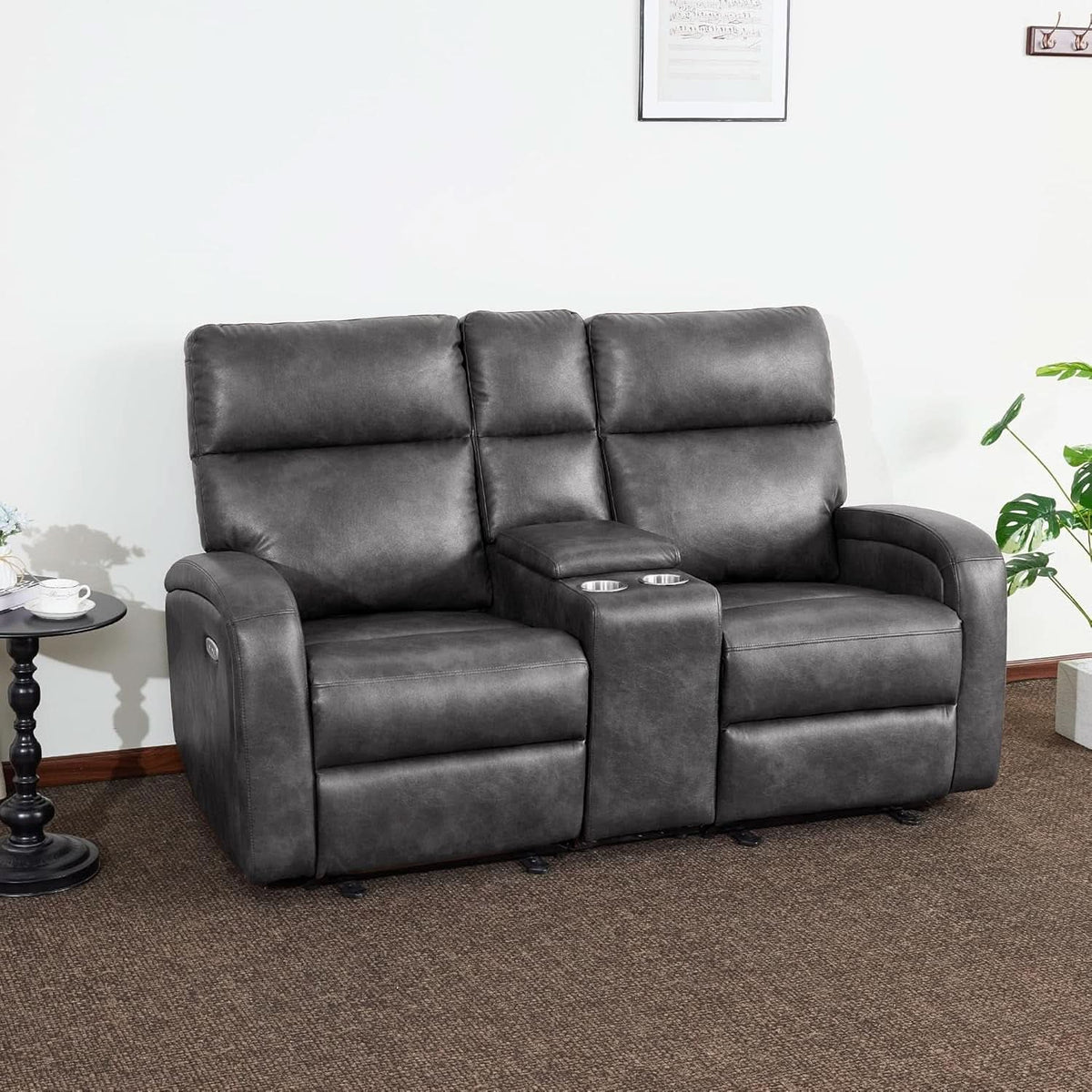 Dark Grey Zero Wall Power Recliner Loveseat With USB Ports by ShipItFurniture
