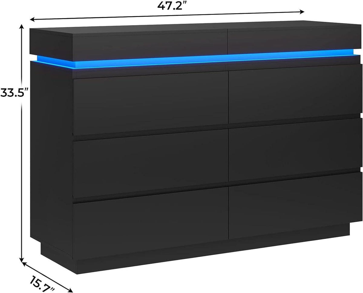 Black Multifunctional Dresser With Sliding Desk LED by ShipItFurniture