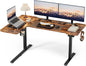 59 Inch Reversible L Shaped Electric Standing Desk Brown by ShipItFurniture