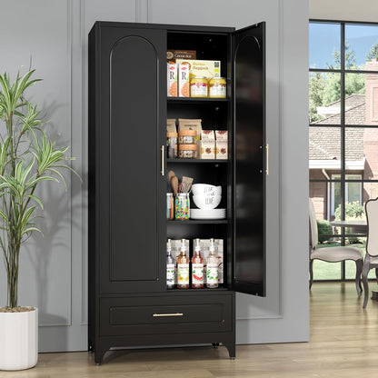 75In Black Industrial Pantry Cabinetry With Drawers by ShipItFurniture