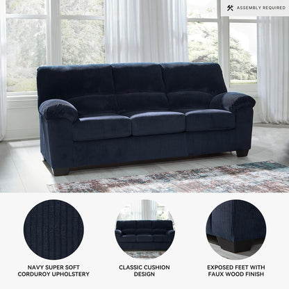 Blue Corduroy Contemporary Sofa For Comfortable Living by ShipItFurniture