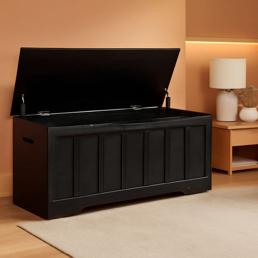Black 47.2 Inches SolidWood Oversized Storage Bench by ShipItFurniture