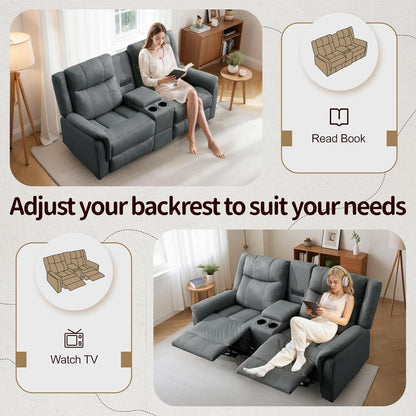Two Seater Recliner Sofa With USB Charging Port And Cup Holders by ShipItFurniture