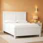 Queen Panel Bed White With Sculpted Ornate Tapered Feet by ShipItFurniture