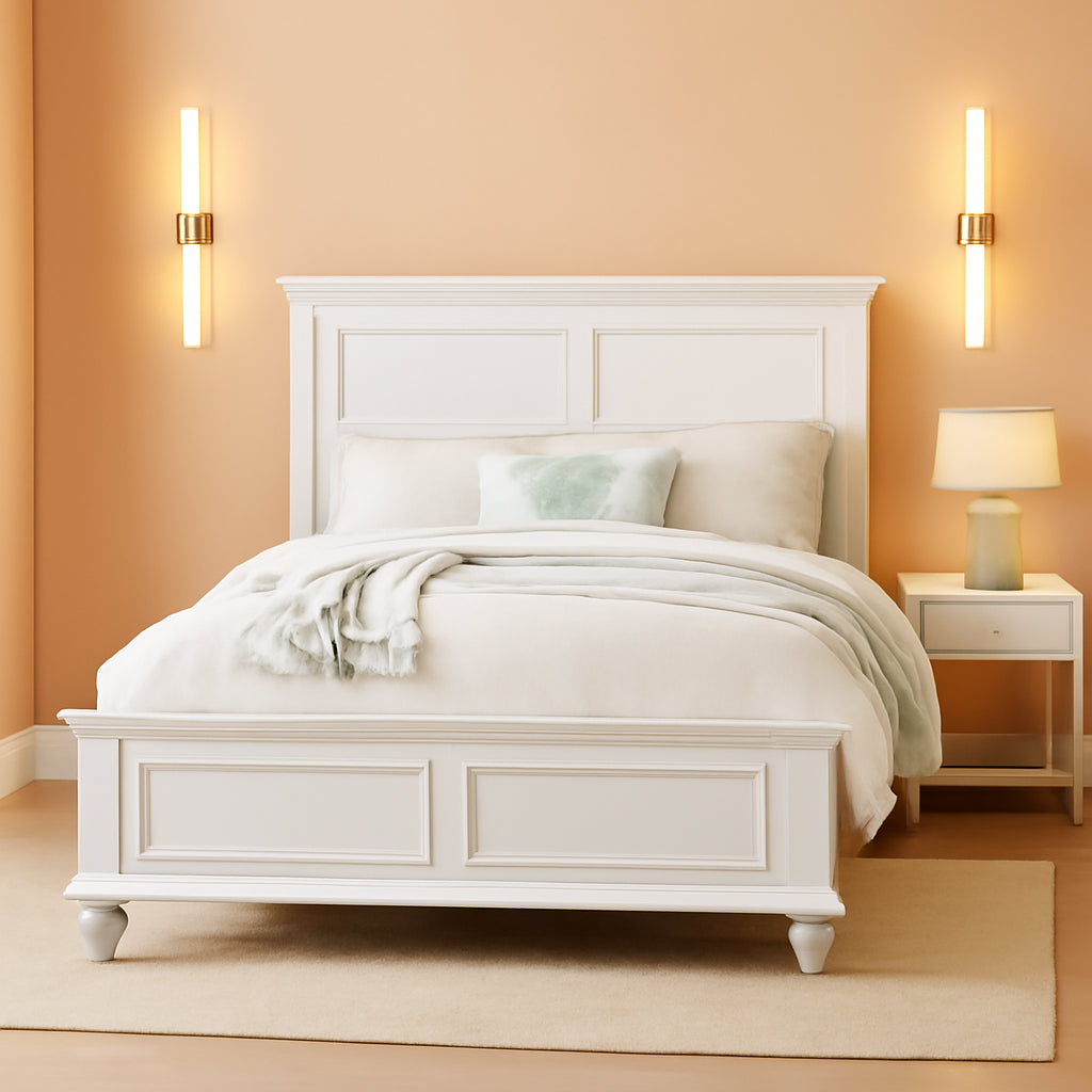 White Eastern King Size Contemporary Platform Bedstead by ShipItFurniture