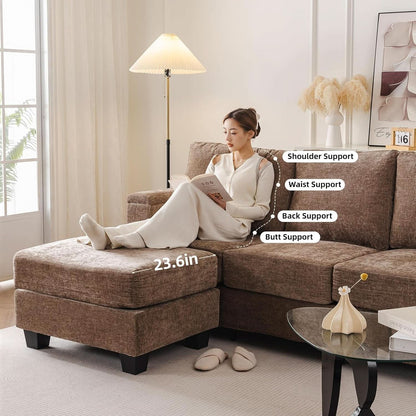 85 Inch L Shaped Couch Armrest Organizer Movable Ottoman by ShipItFurniture