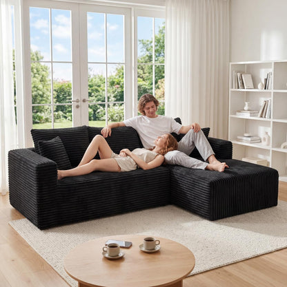 Black 92.5 Inch Modular Sectional Sofa Convertible by ShipItFurniture