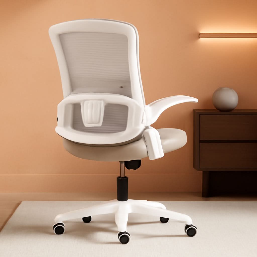 Beige High Back Mesh Office Chair With Adjustable Height And Ergonomic Design by ShipItFurniture