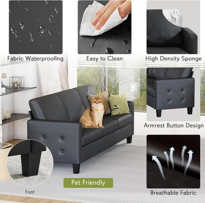 Black Seventy ThreeInch Three Seater Sofa For Living Room by ShipItFurniture