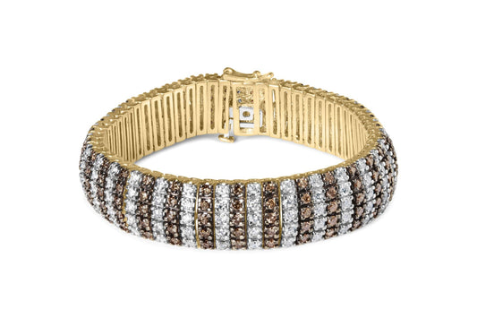 10K Yellow Gold 10 CTW 1/3 Cttw Alternating Coco Color and White Diamond 5 Row Tennis Bracelet (Brown/H-I Color, SI1-SI2 Clarity) - Size 7.25 by Infinite Jewels