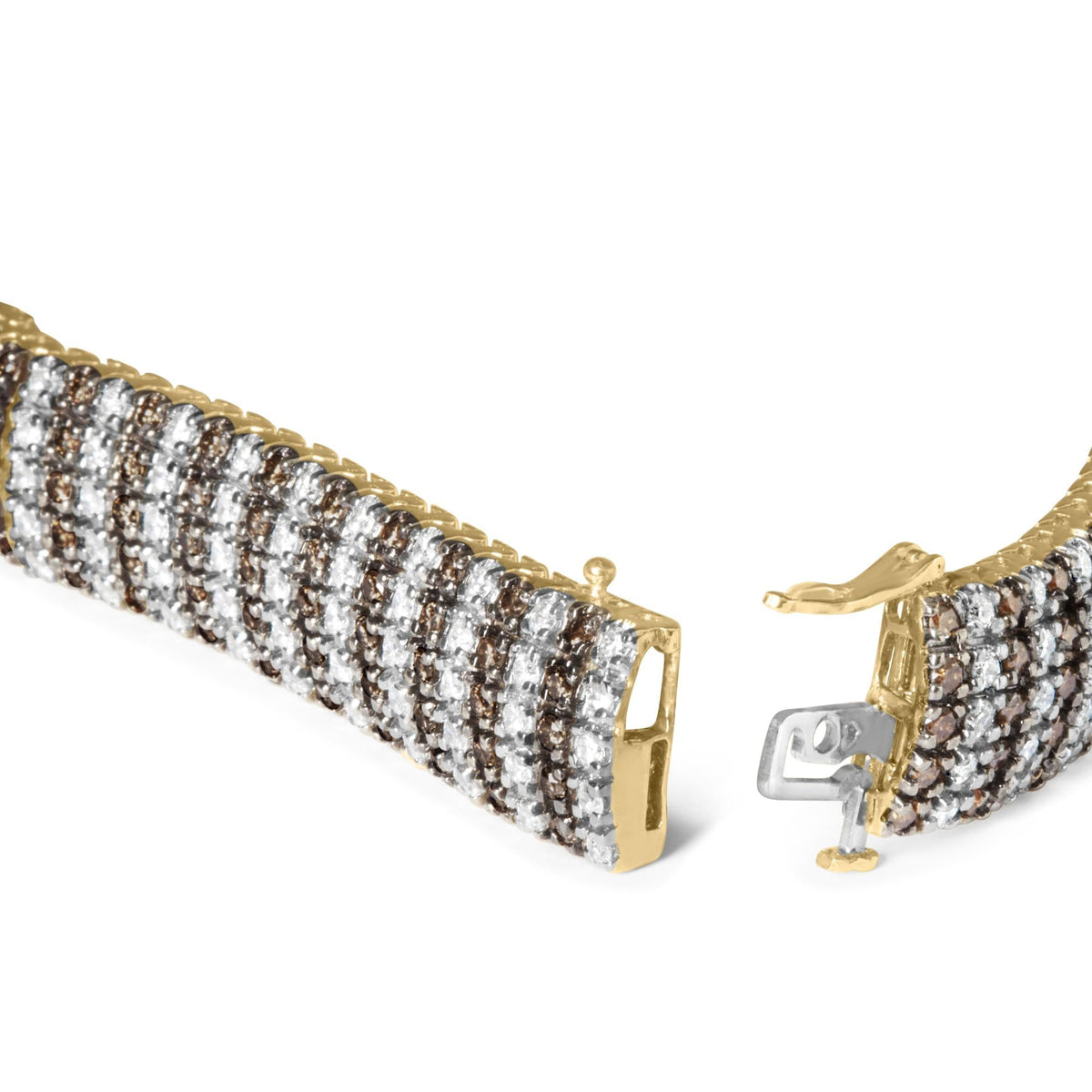 10K Yellow Gold 10 CTW 1/3 Cttw Alternating Coco Color and White Diamond 5 Row Tennis Bracelet (Brown/H-I Color, SI1-SI2 Clarity) - Size 7.25 by Infinite Jewels