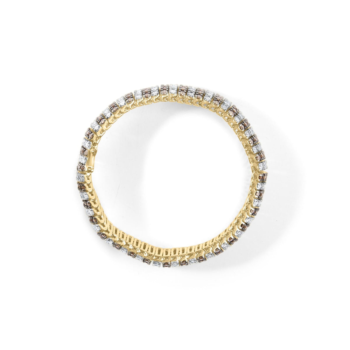 10K Yellow Gold 10 CTW 1/3 Cttw Alternating Coco Color and White Diamond 5 Row Tennis Bracelet (Brown/H-I Color, SI1-SI2 Clarity) - Size 7.25 by Infinite Jewels