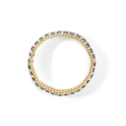 10K Yellow Gold 10 CTW 1/3 Cttw Alternating Coco Color and White Diamond 5 Row Tennis Bracelet (Brown/H-I Color, SI1-SI2 Clarity) - Size 7.25 by Infinite Jewels
