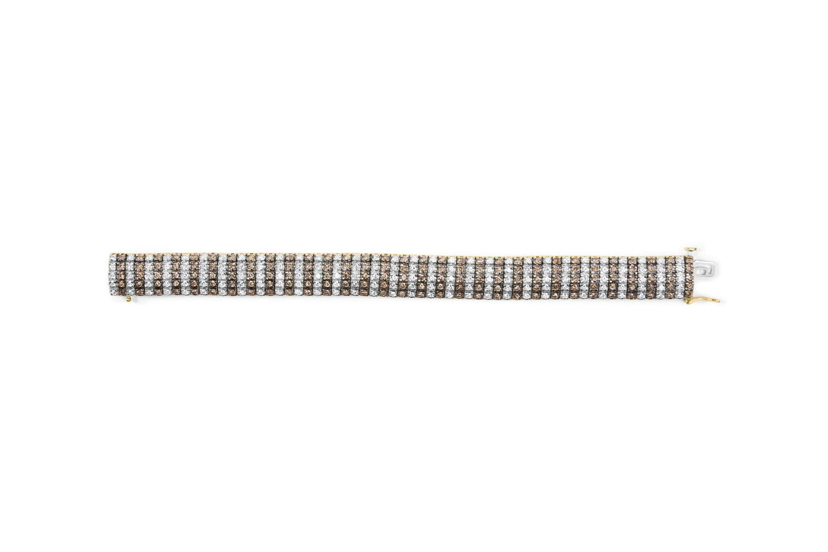 10K Yellow Gold 10 CTW 1/3 Cttw Alternating Coco Color and White Diamond 5 Row Tennis Bracelet (Brown/H-I Color, SI1-SI2 Clarity) - Size 7.25 by Infinite Jewels