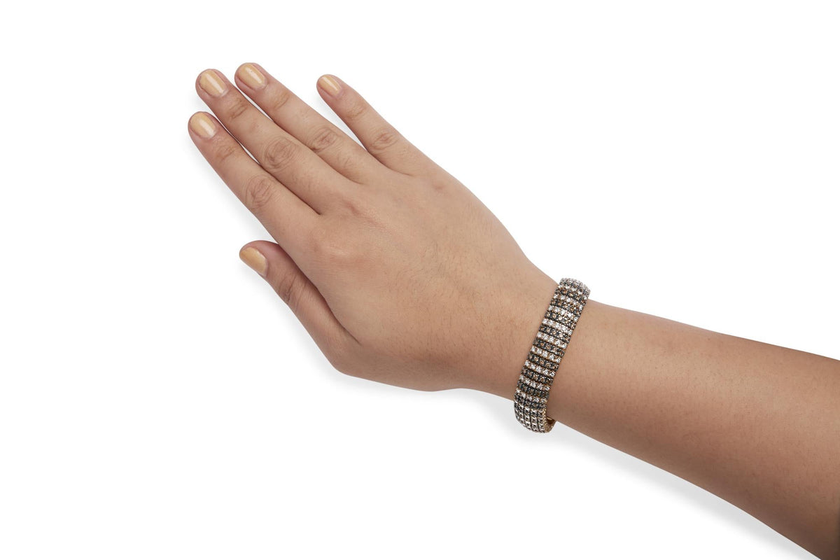 10K Yellow Gold 10 CTW 1/3 Cttw Alternating Coco Color and White Diamond 5 Row Tennis Bracelet (Brown/H-I Color, SI1-SI2 Clarity) - Size 7.25 by Infinite Jewels