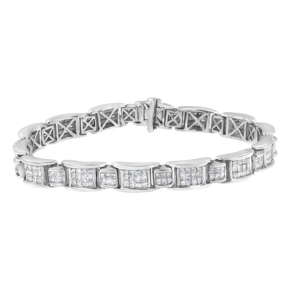 18K White Gold 5.0 Carat Princess Diamond Buckle Link Bracelet by Infinite Jewels