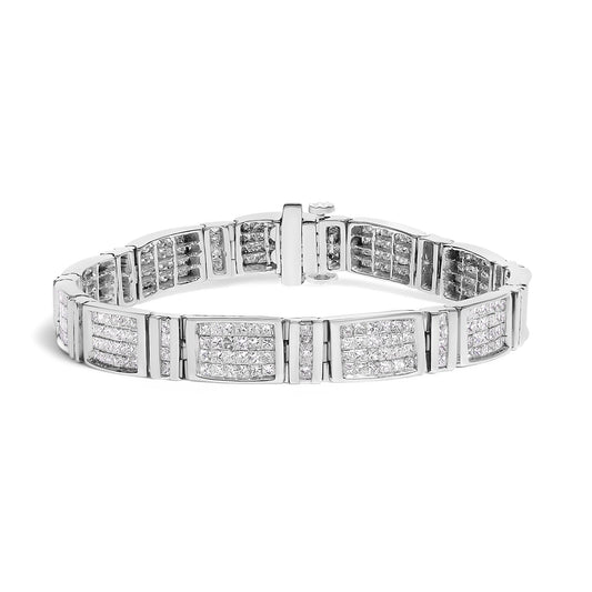 14K White Gold 7.0 Cttw Princess Cut Diamond 7" Alternating Vertical and Horizontal Rectangular Link Tennis Bracelet (H-I Color, SI2-I1 Clarity) by Infinite Jewels