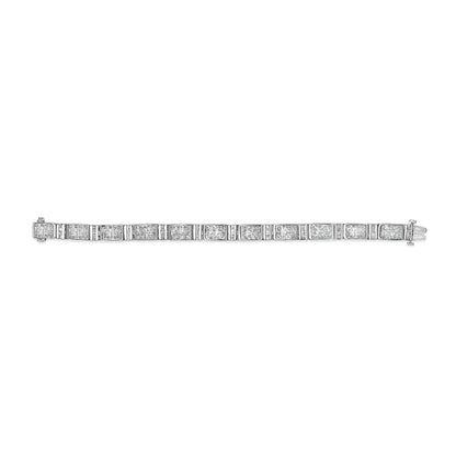 14K White Gold 7.0 Cttw Princess Cut Diamond 7" Alternating Vertical and Horizontal Rectangular Link Tennis Bracelet (H-I Color, SI2-I1 Clarity) by Infinite Jewels