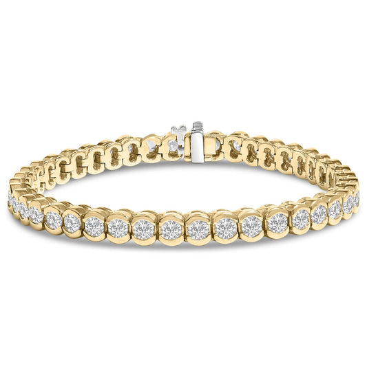 14K Yellow Gold 8.00 Cttw Half Bezel Set Diamond Tennis Bracelet (H-I Color, SI2-I1 Clarity) - 7" Inches by Infinite Jewels
