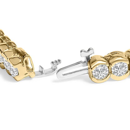 14K Yellow Gold 8.00 Cttw Half Bezel Set Diamond Tennis Bracelet (H-I Color, SI2-I1 Clarity) - 7" Inches by Infinite Jewels