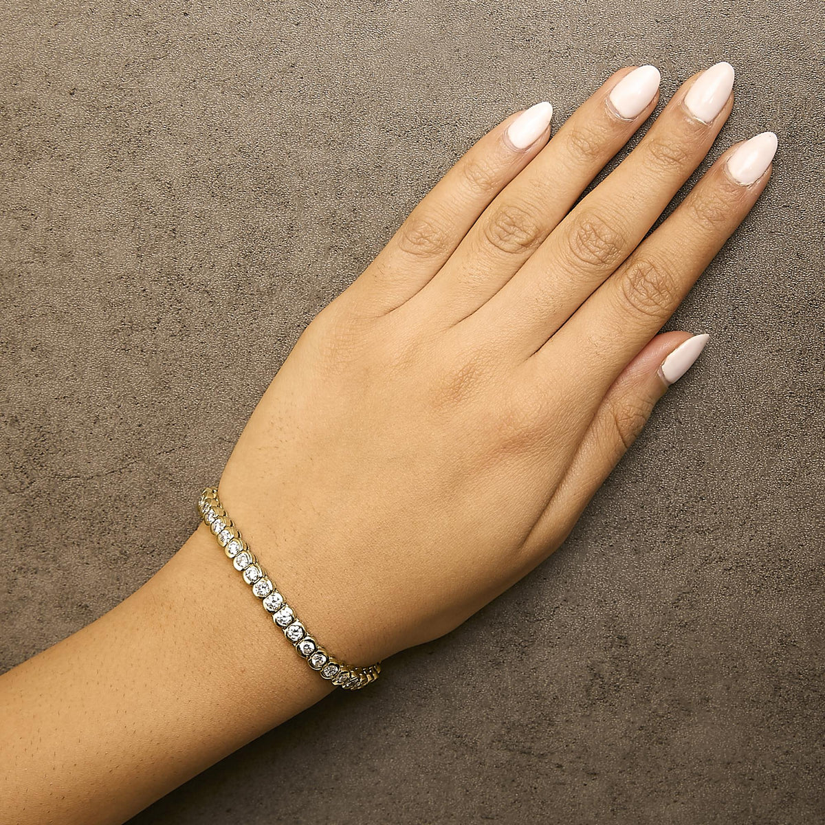 14K Yellow Gold 8.00 Cttw Half Bezel Set Diamond Tennis Bracelet (H-I Color, SI2-I1 Clarity) - 7" Inches by Infinite Jewels