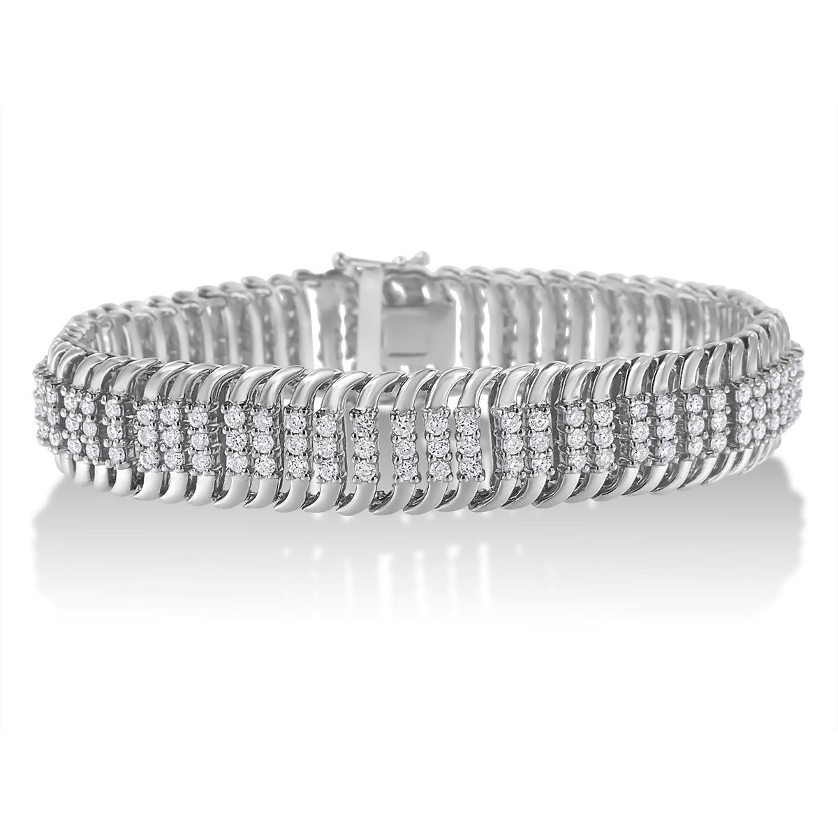 14K White Gold 5.0 Cttw Round Brilliant Cut Diamond 7" S Wave Serpentine Tennis Bracelet (H-I Color, I1-I2 Clarity) by Infinite Jewels