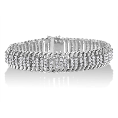 14K White Gold 5.0 Cttw Round Brilliant Cut Diamond 7" S Wave Serpentine Tennis Bracelet (H-I Color, I1-I2 Clarity) by Infinite Jewels
