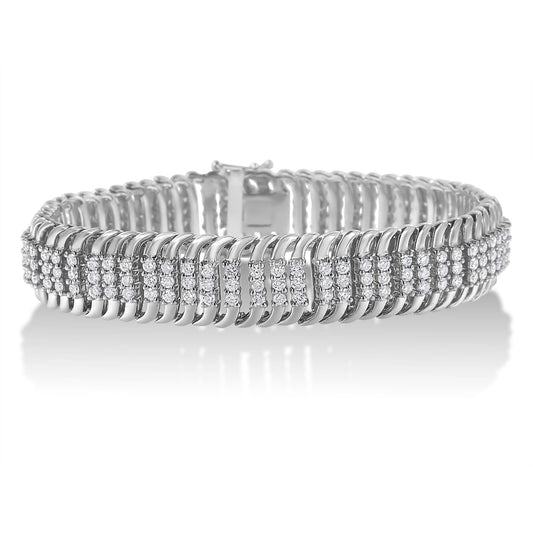14K White Gold 5.0 Cttw Round Brilliant Cut Diamond 7" S Wave Serpentine Tennis Bracelet (H-I Color, I1-I2 Clarity) by Infinite Jewels