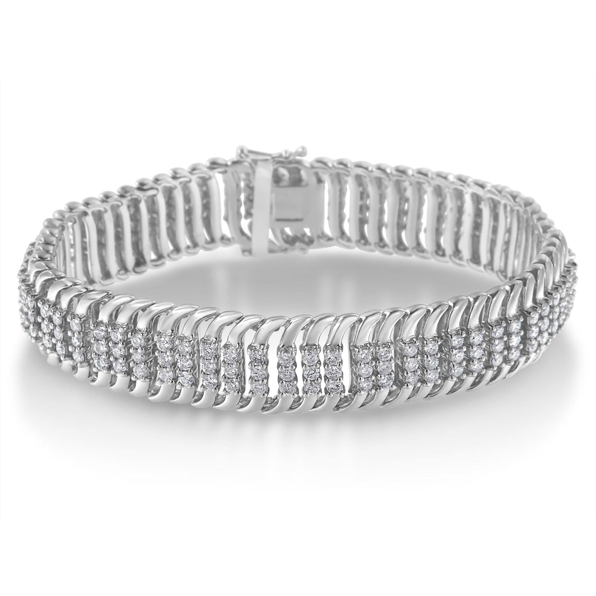 14K White Gold 5.0 Cttw Round Brilliant Cut Diamond 7" S Wave Serpentine Tennis Bracelet (H-I Color, I1-I2 Clarity) by Infinite Jewels