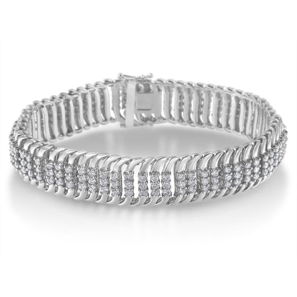 14K White Gold 5.0 Cttw Round Brilliant Cut Diamond 7" S Wave Serpentine Tennis Bracelet (H-I Color, I1-I2 Clarity) by Infinite Jewels