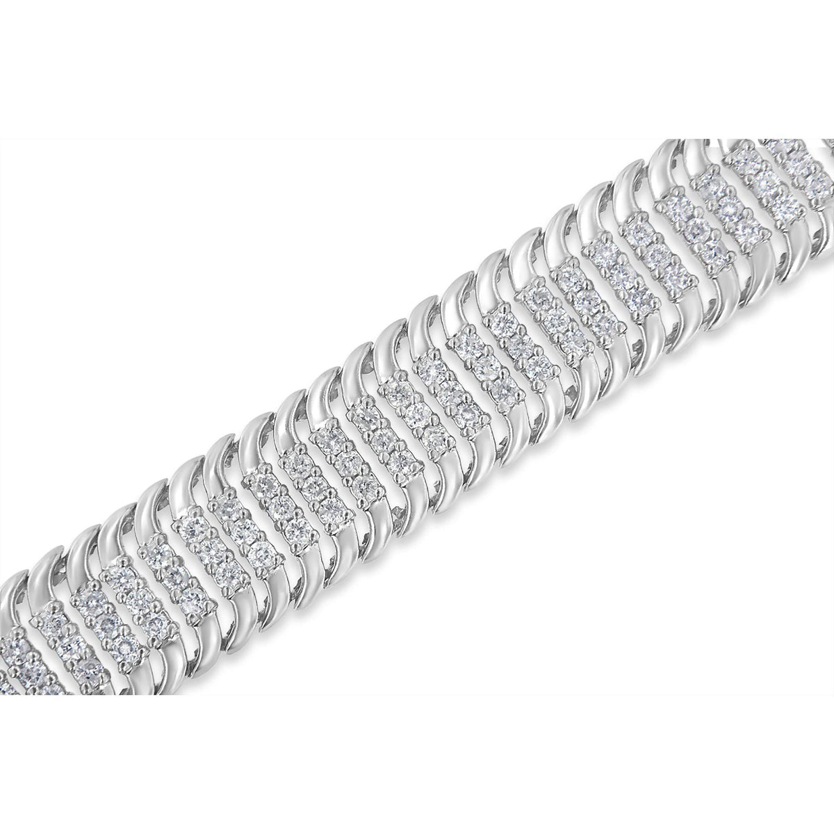 14K White Gold 5.0 Cttw Round Brilliant Cut Diamond 7" S Wave Serpentine Tennis Bracelet (H-I Color, I1-I2 Clarity) by Infinite Jewels
