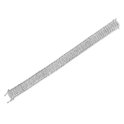 14K White Gold 5.0 Cttw Round Brilliant Cut Diamond 7" S Wave Serpentine Tennis Bracelet (H-I Color, I1-I2 Clarity) by Infinite Jewels