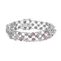 14K White Gold Pink Sapphire and Diamond Floral Lattice Link Bracelet - 7.25" Inches by Infinite Jewels