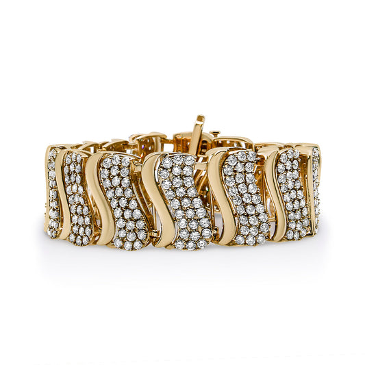 14K Gold 15.0 Cttw Diamond Chevron Wave 7.25" Inch Link Bracelet (J-K Color, I1-I2 Clarity) by Infinite Jewels