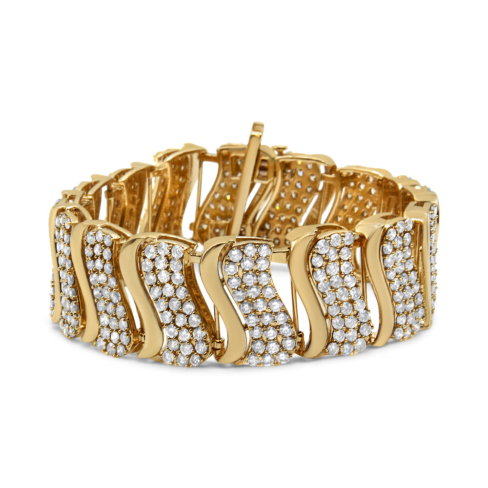 14K Gold 15.0 Cttw Diamond Chevron Wave 7.25" Inch Link Bracelet (J-K Color, I1-I2 Clarity) by Infinite Jewels