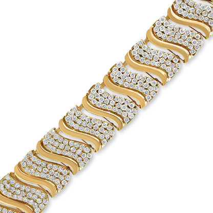 14K Gold 15.0 Cttw Diamond Chevron Wave 7.25" Inch Link Bracelet (J-K Color, I1-I2 Clarity) by Infinite Jewels