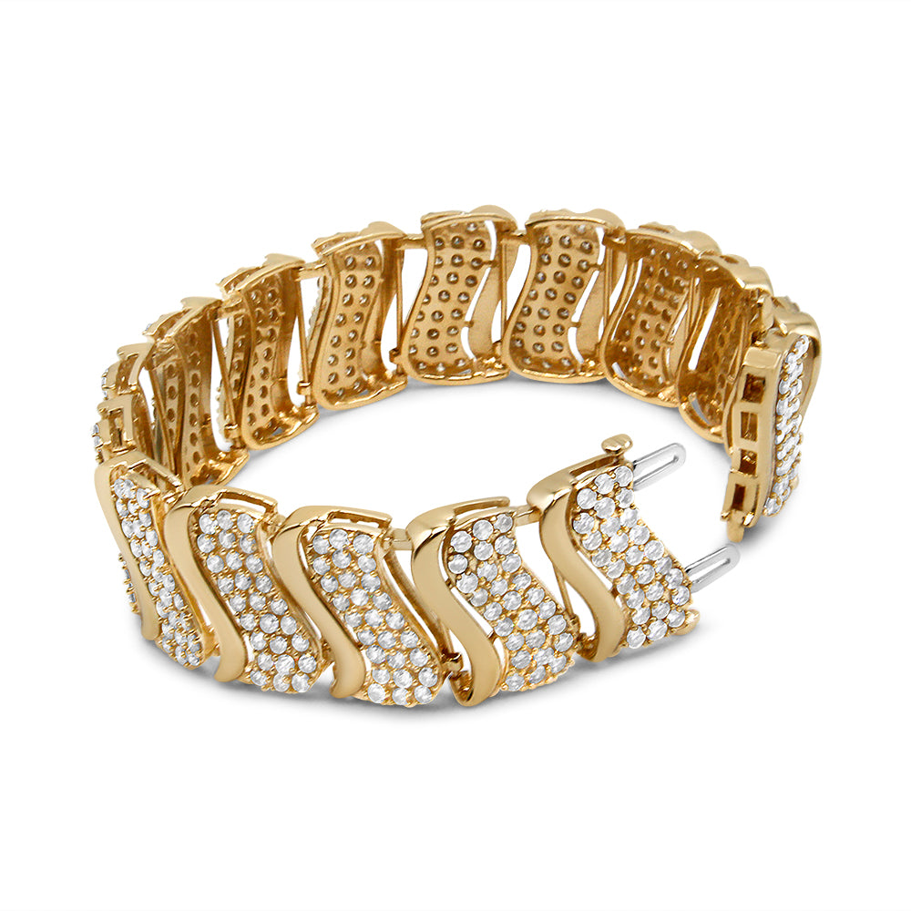 14K Gold 15.0 Cttw Diamond Chevron Wave 7.25" Inch Link Bracelet (J-K Color, I1-I2 Clarity) by Infinite Jewels