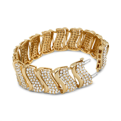 14K Gold 15.0 Cttw Diamond Chevron Wave 7.25" Inch Link Bracelet (J-K Color, I1-I2 Clarity) by Infinite Jewels