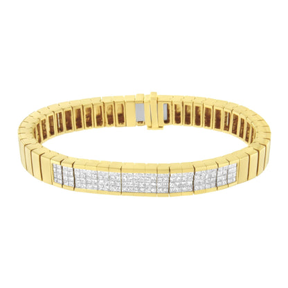 14K Yellow Gold 3 5/8 cttw Invisible Set Princess-Cut Diamond ID Tennis Bracelet (I-J Color, SI1-SI2 Clarity) - Size 7" by Infinite Jewels