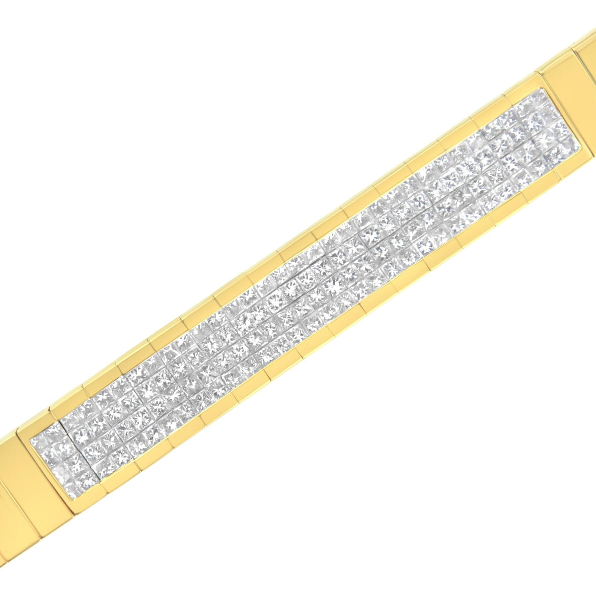 14K Yellow Gold 3 5/8 cttw Invisible Set Princess-Cut Diamond ID Tennis Bracelet (I-J Color, SI1-SI2 Clarity) - Size 7" by Infinite Jewels