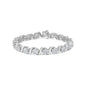 14K White Gold 7 3/8 Cttw Round Brilliant Diamond Floral Cluster and S Link Bracelet (H-I Color, SI2-I1 Clarity) - 7" Inches by Infinite Jewels