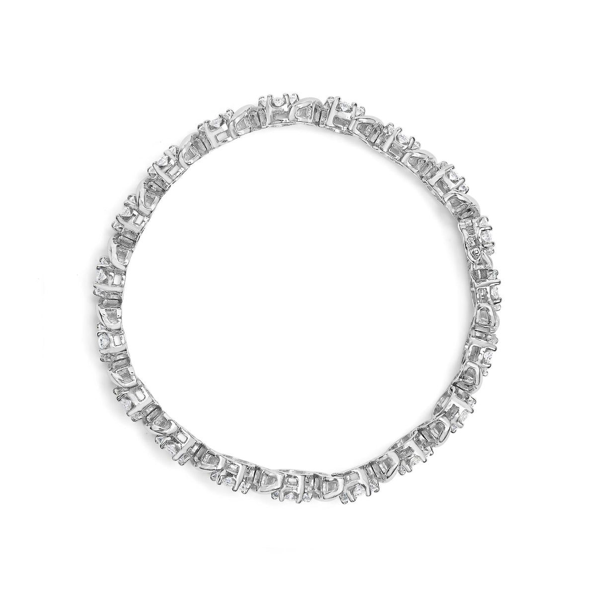 14K White Gold 7 3/8 Cttw Round Brilliant Diamond Floral Cluster and S Link Bracelet (H-I Color, SI2-I1 Clarity) - 7" Inches by Infinite Jewels