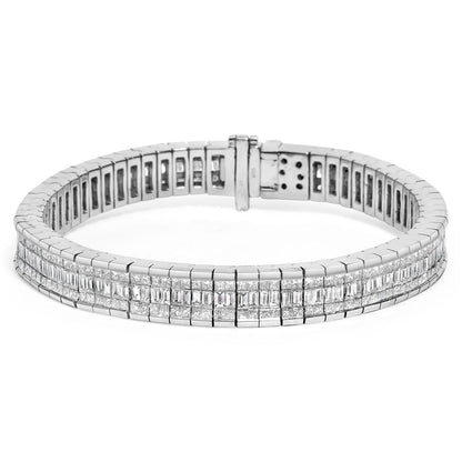 14K White Gold 7 7/8 Cttw Princess and Baguette Diamond Eternity Line Tennis Bracelet (G-H Color, SI1-SI2 Clarity) - 7" Inches by Infinite Jewels