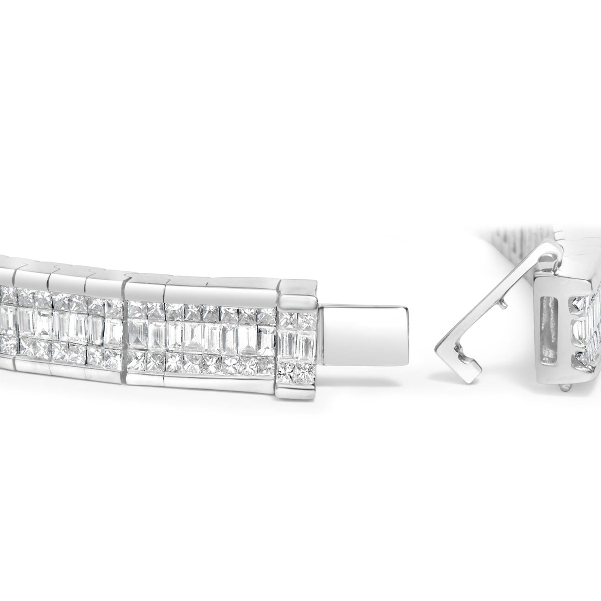 14K White Gold 7 7/8 Cttw Princess and Baguette Diamond Eternity Line Tennis Bracelet (G-H Color, SI1-SI2 Clarity) - 7" Inches by Infinite Jewels